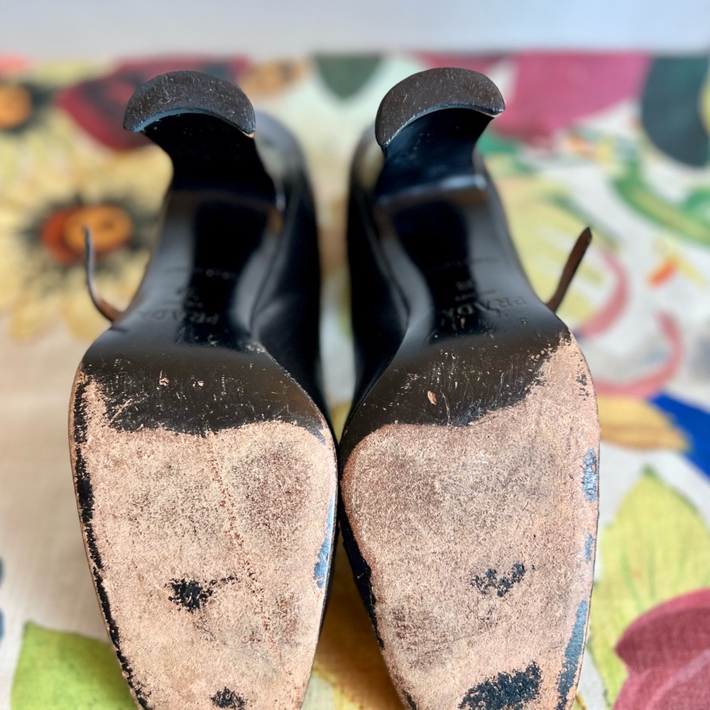 PRADA Mary Jane Pumps Women’s Size 38 (7.5) Black Vintage 90s - Picture 11 of 13